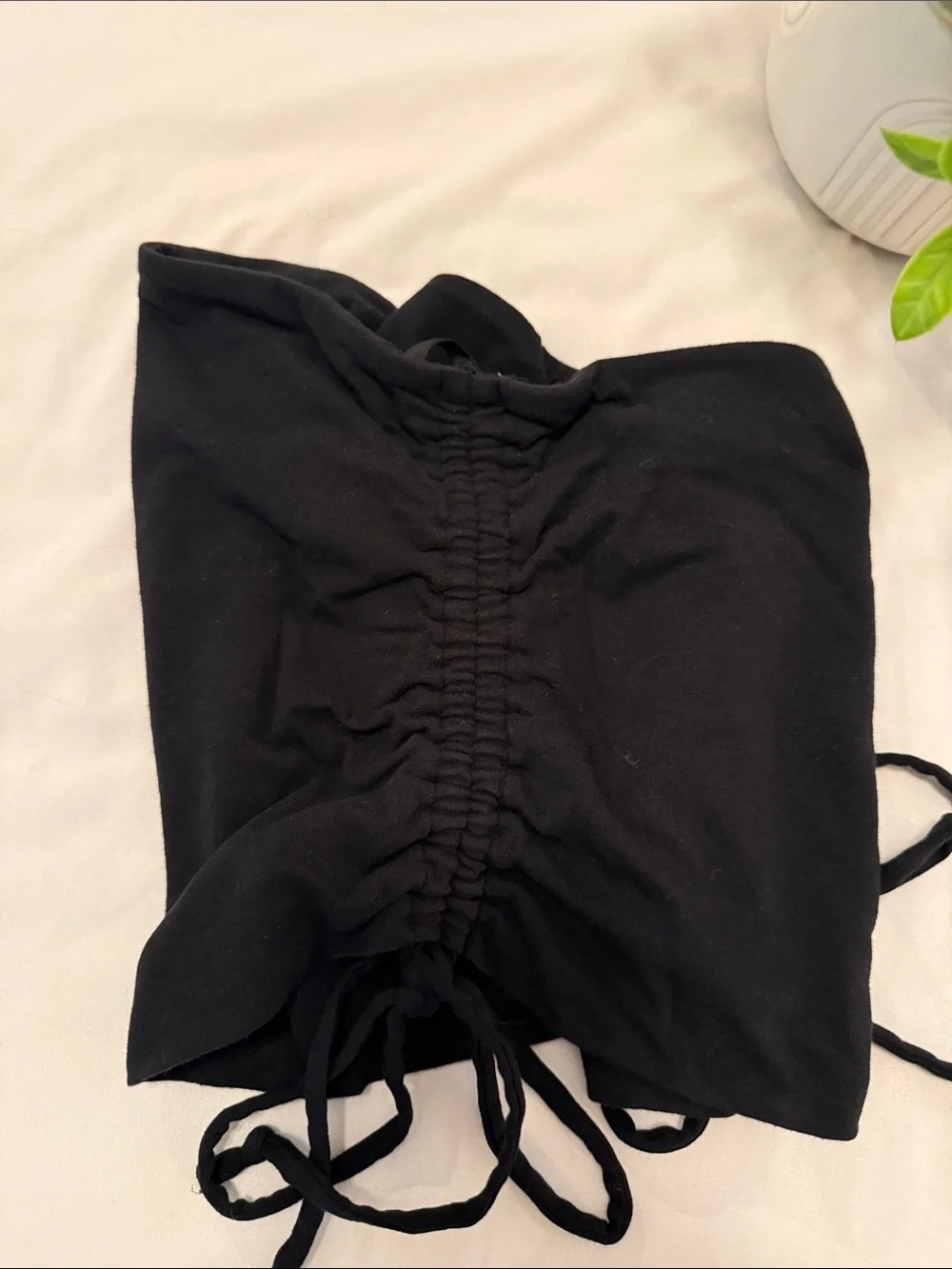 Papaya Black Ruched Drawstring Tube Top